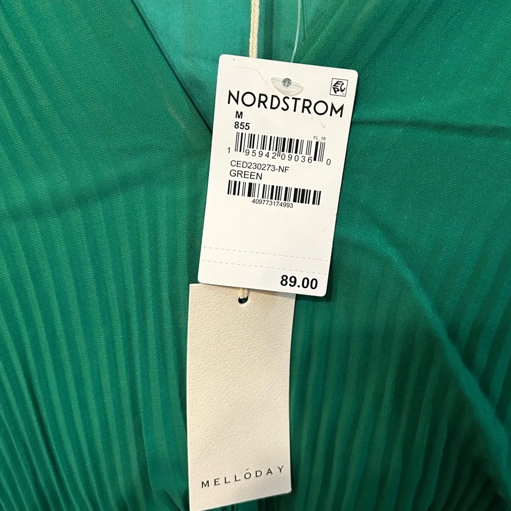 NWT MELLODAY Pleated Green Dress - Picture 3 of 4